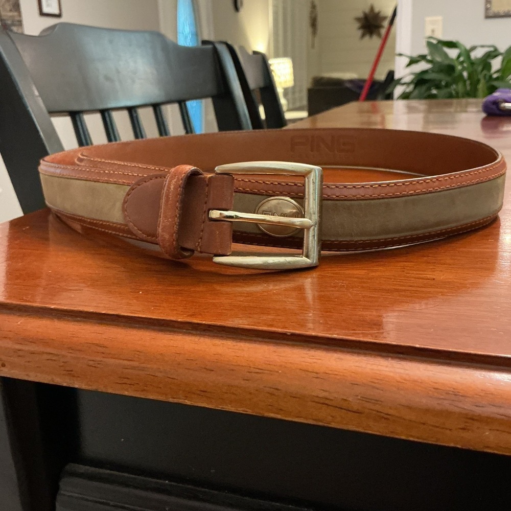 Ping Brown Genuine Imported Leather Belt, Size 36